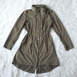 Badgley Mischka olive green trench coat